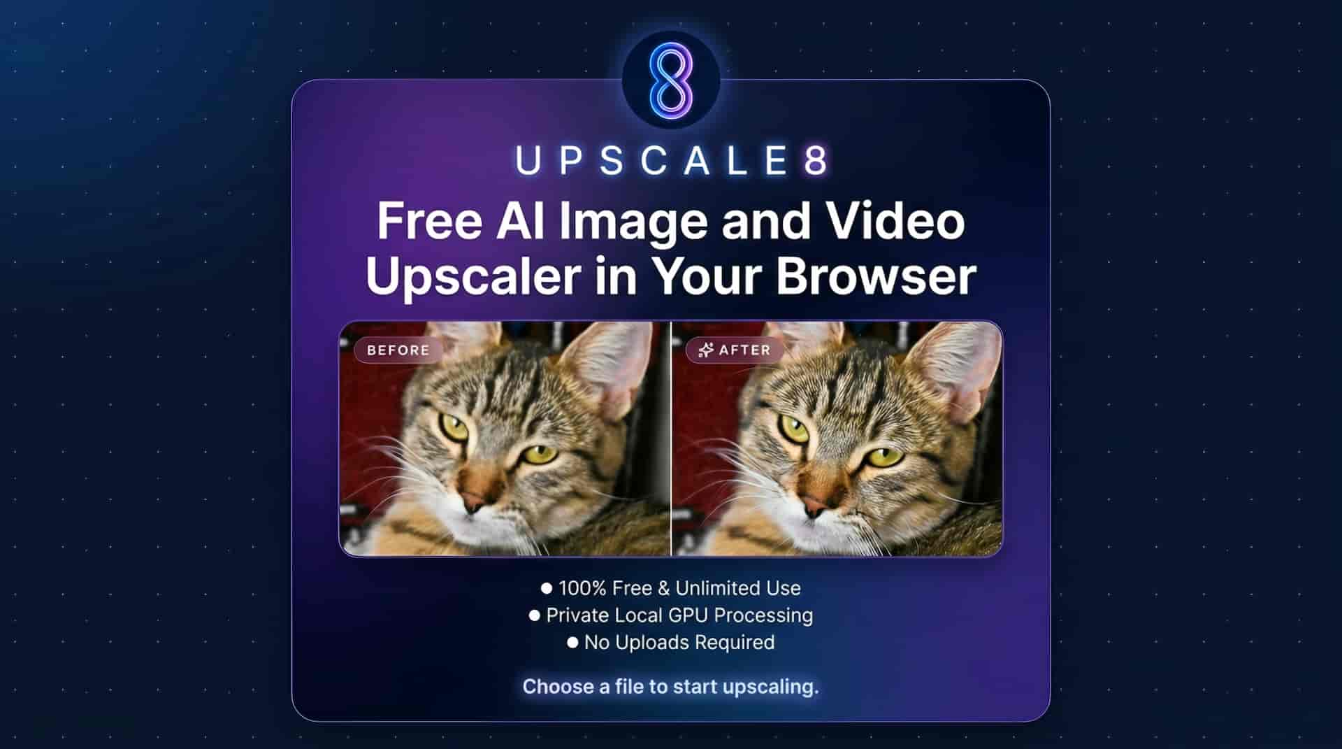 upscale8 - Free AI Image & Video Upscaling screenshot